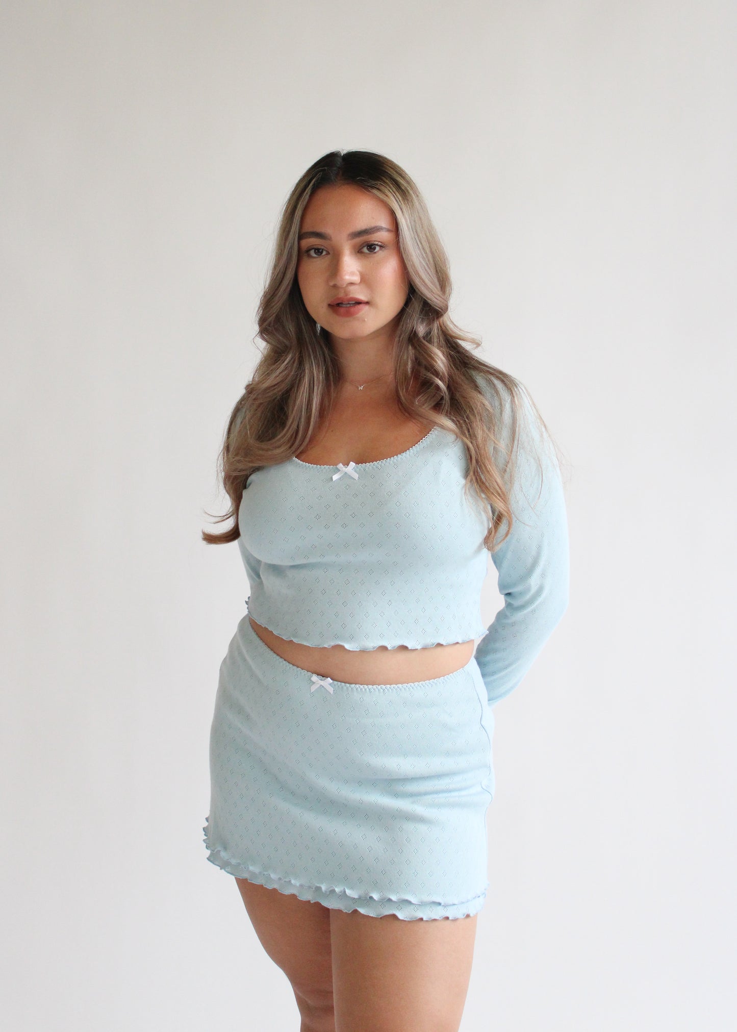 Lux Double Layer Mini Skirt - Blue Pointelle