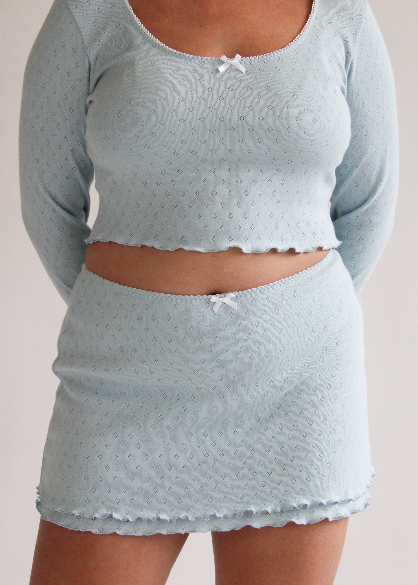 Lux Double Layer Mini Skirt - Blue Pointelle